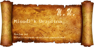 Missák Urzulina névjegykártya